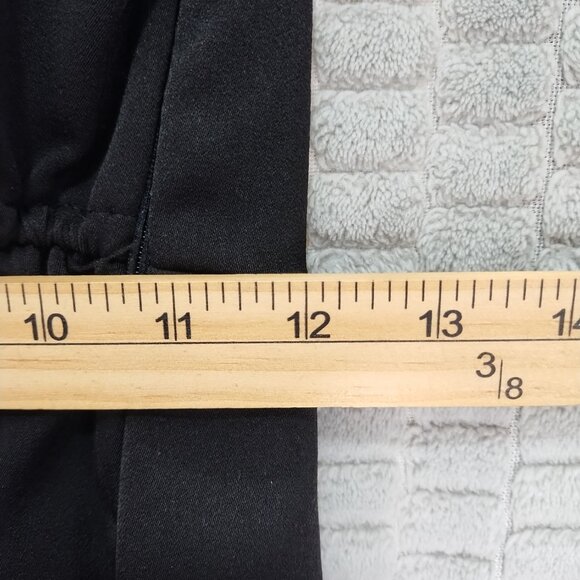 Black Asymmetrical One Shoulder Dress-Bow-Overlay-Mini with a Slit Midi Hem-Sz S - Picture 9 of 14